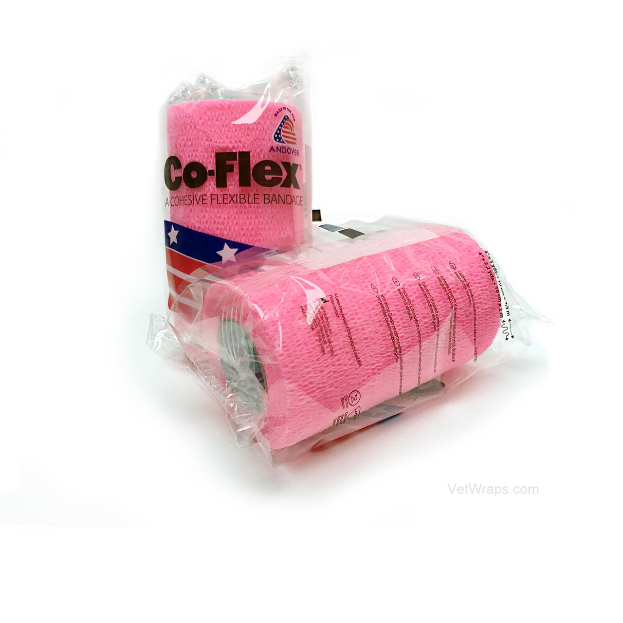 CoFlex Vet Cohesive Bandage Wrap Neon Pink Pack 4 Inch Packaged Rolls