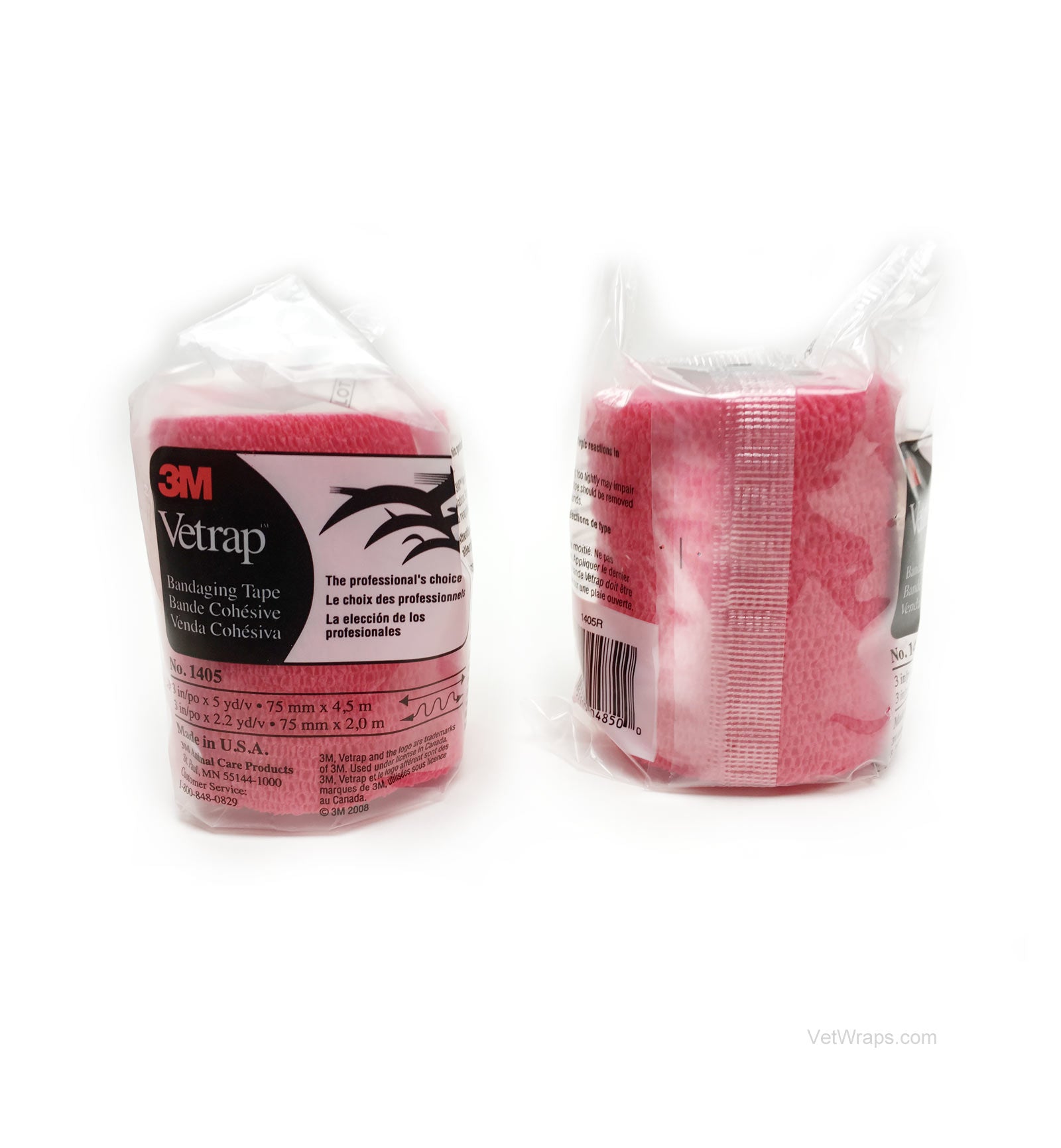 3M Vetrap Bandaging Tape 1405 3 Inch (Red Rolls)