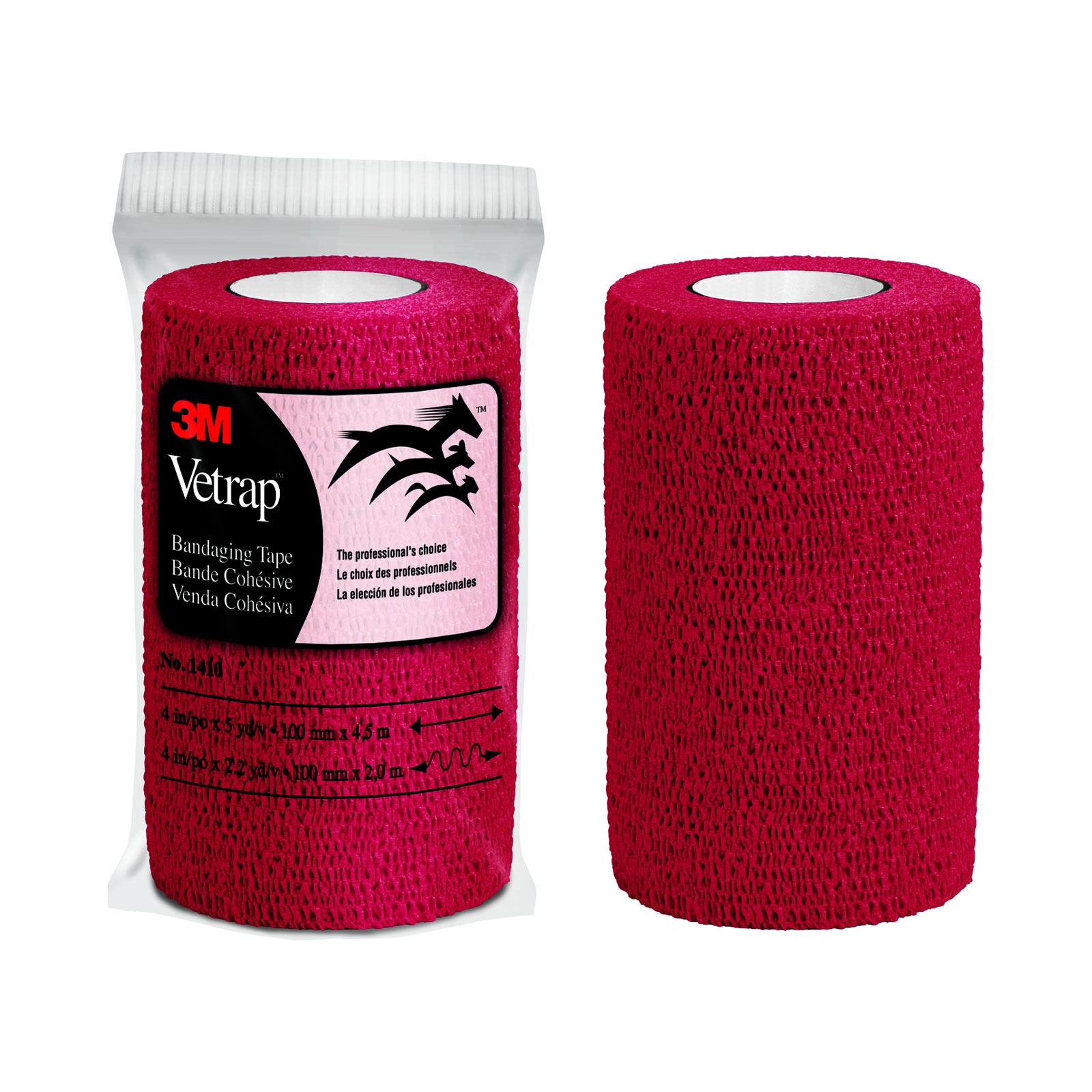 3M Vetrap Bandaging Tape 4 Inch 1410R (Red Rolls)