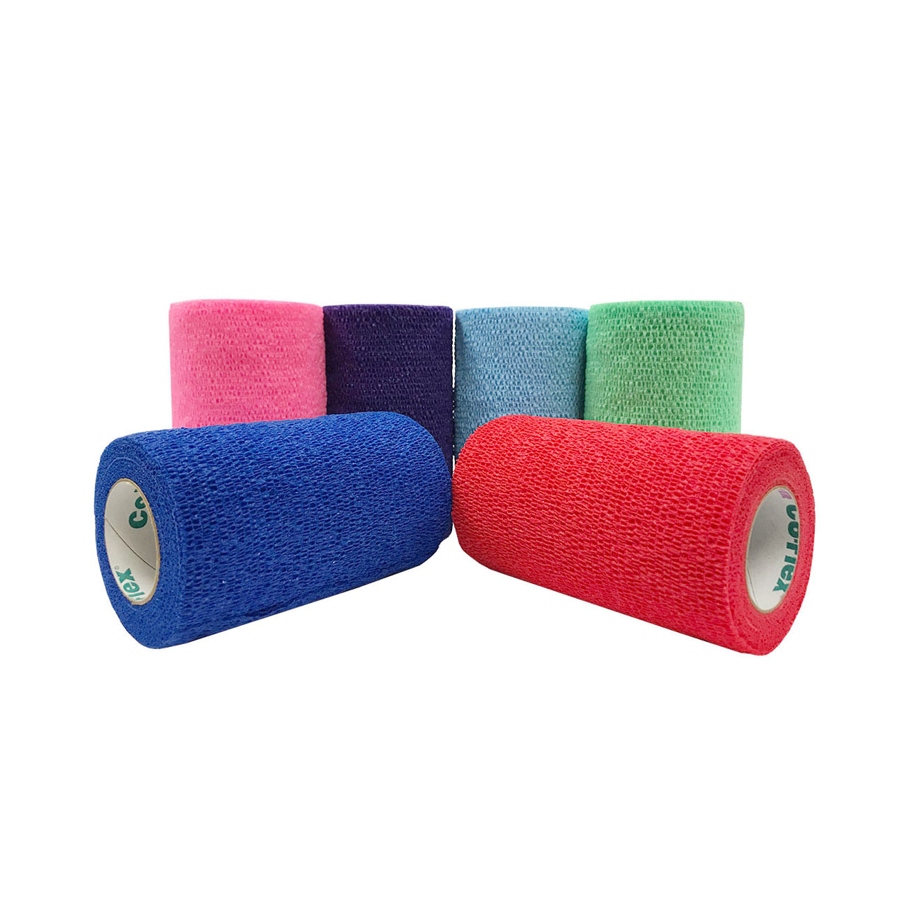 Andover CoFlex Vet Cohesive Bandage Color Pack (neon pink, blue, purple, light blue, neon green, red rolls).