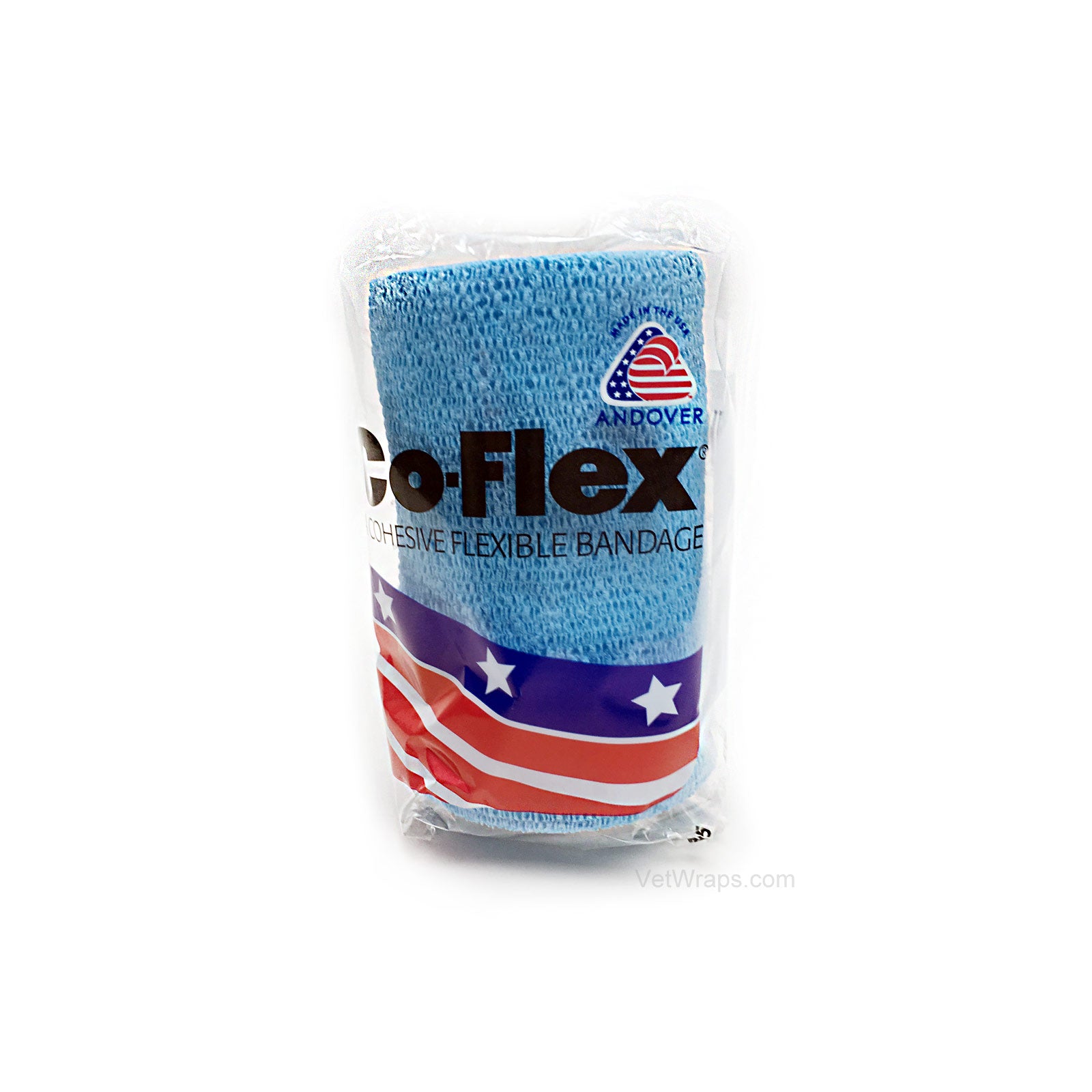 CoFlex Vet Cohesive Bandage Wrap Light Blue 4 Inch Packaged Roll