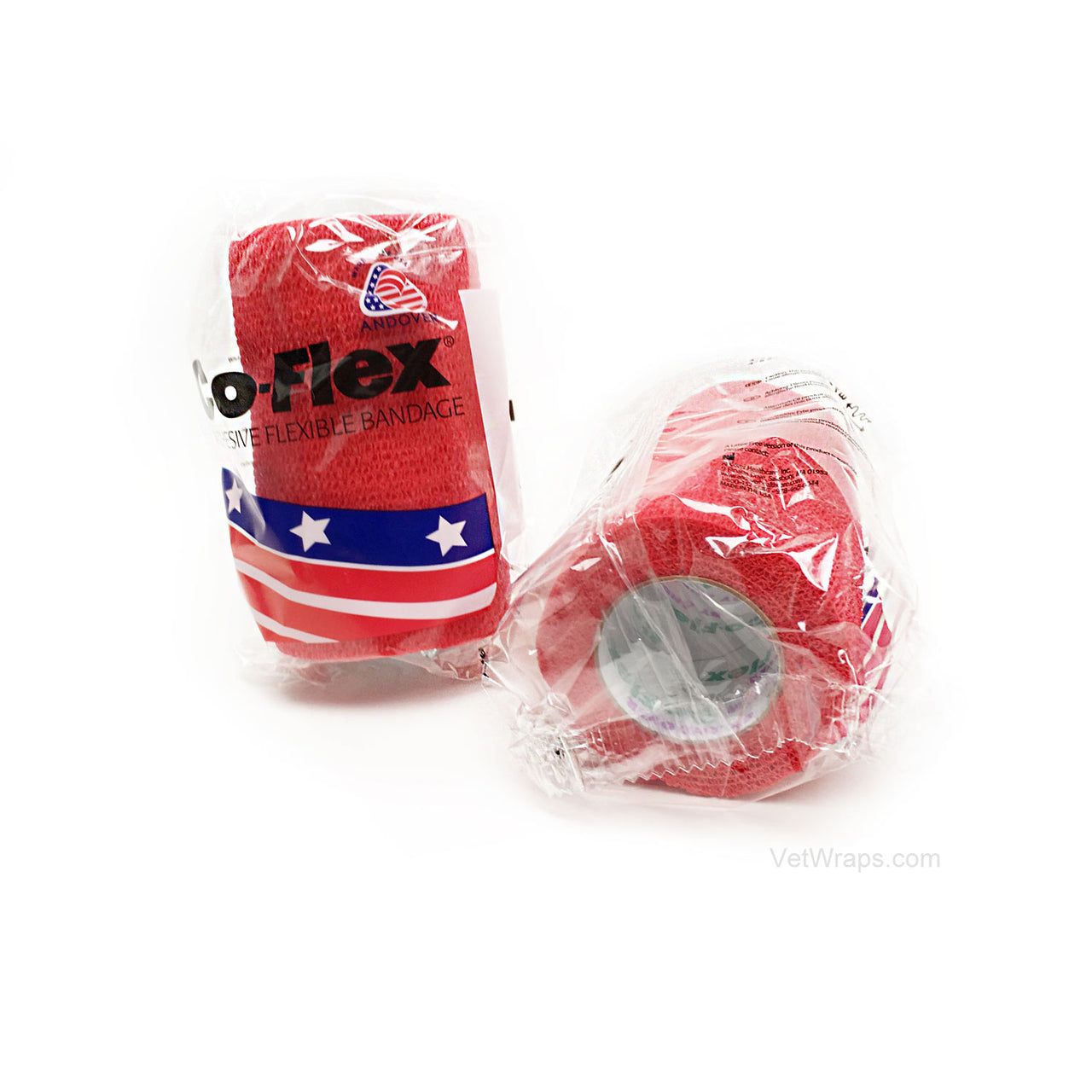 CoFlex Vet Cohesive Bandage Wrap Red 4 Inch Packaged